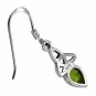 Celtic Trinity Triquetra Sterling Silver Earrings, set w Peridot CZ
