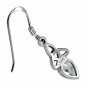 Celtic Trinity Triquetra Sterling Silver Earrings, set w Clear CZ