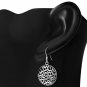 Large Round Shema Israel Silver Earrings, Plain Solid Sterling Silver