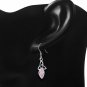Celtic Trinity Triquetra Sterling Silver Earrings, set w Pink CZ