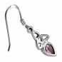 Celtic Trinity Triquetra Sterling Silver Earrings, set w Pink CZ
