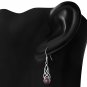 Celtic Knot Sterling Silver Earrings, w Garnet Stone, 925 Solid Sterling Silver