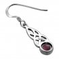 Celtic Knot Sterling Silver Earrings, w Garnet Stone, 925 Solid Sterling Silver
