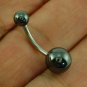 Haematite Stone Belly Button Navel Ring, 316L Surgical Steel