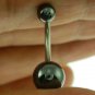 Haematite Stone Belly Button Navel Ring, 316L Surgical Steel