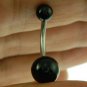 Black Onyx Stone Belly Button Navel Ring, 316L Surgical Steel
