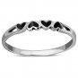 Hearts Black Onyx Silver Ring, MIX US SIZE, 925 Solid Sterling Silver,