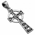 Celtic Knot Cross Silver Pendant, Solid Sterling Silver