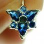 Belly Navel Ring, set w Blue Sapphire CZ, 316L Surgical Steel & Silver