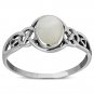 Celtic Knot Silver Ring, Mix-US-Size, w Mother of Pearl, Solid Sterling Silver