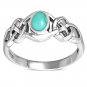 Celtic Knot Silver Stone Ring, Mix-US-Size, w Turquoise, Solid Sterling Silver,