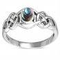 Celtic Knot Silver Ring, Mix-US-Size, w Abalone Shell, Solid Sterling Silver,