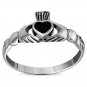 Irish Claddagh Stone Silver Ring, Mix US Size, w Black Onyx, 925 Solid Silver