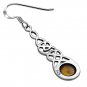 Celtic Long Silver Earrings, set w Baltic Amber, 925 Solid Sterling Silver, e297