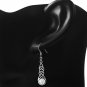 Celtic Knot Long Sterling Silver Earrings, set w Rainbow Moonstone, e297