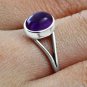 Simple Amethyst Stone Silver Ring, Size 8 US, 925 Solid Sterling Silver
