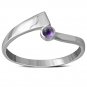 Simple Amethyst Solid Silver Ring, Size 7 US, 925 Solid Sterling Silver