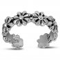 Plain Silver Flowers Toe Ring, 925 Plain Solid Sterling Silver