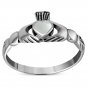 Irish Claddagh Silver Ring, Mix US Size, w Mother of Pearl, 925 Solid Silver