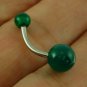 Green Agate Belly Button Navel Ring, 316L Surgical Steel