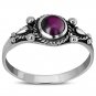 Tibetan Style Silver Ring, MIX US Size, set w Garnet Stone, 925 Solid Silver,