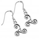 Tiny Celtic Triskle Triple Spiral Silver Earrings, Solid Sterling Silver, ep164