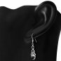 Long Black Onyx Trinity Knot Silver Earrings, 925 Solid Sterling Silver