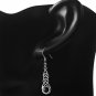 Celtic Knot Long Sterling Silver Earrings, set w Black Onyx Stone, e297