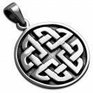 Round Celtic Knot Solid Silver Pendant, Sterling Silver, Irish Jewelry, pn162