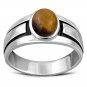 Tiger Eye Silver Men's Ring, Size 10 US, 925 Solid Sterling Silver