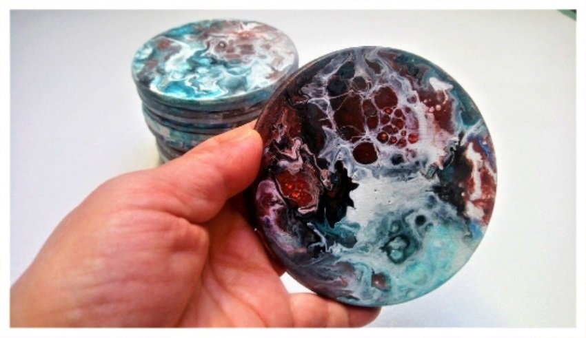 Plaster coaster for wedding event set of 4 pieces
