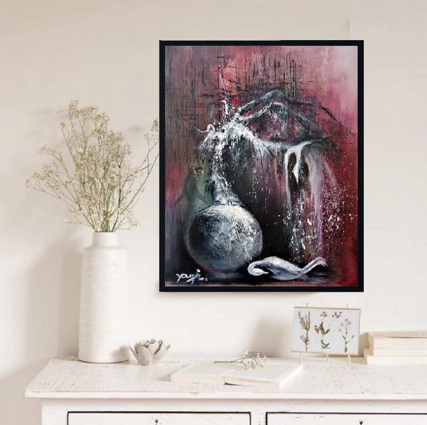 Abstract meditation painting Nocturnal birds