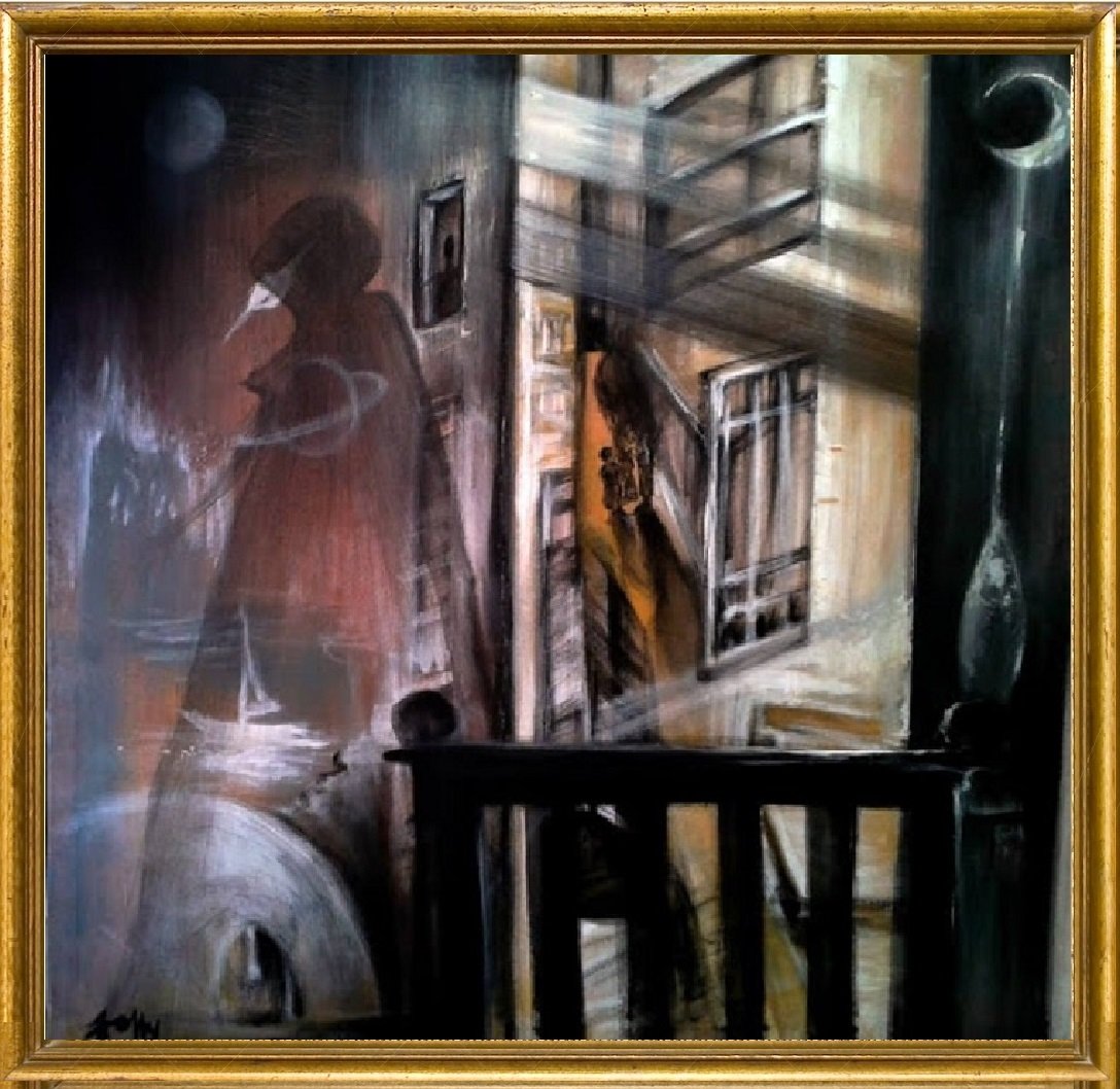 Abstract meditation painting life on Mars