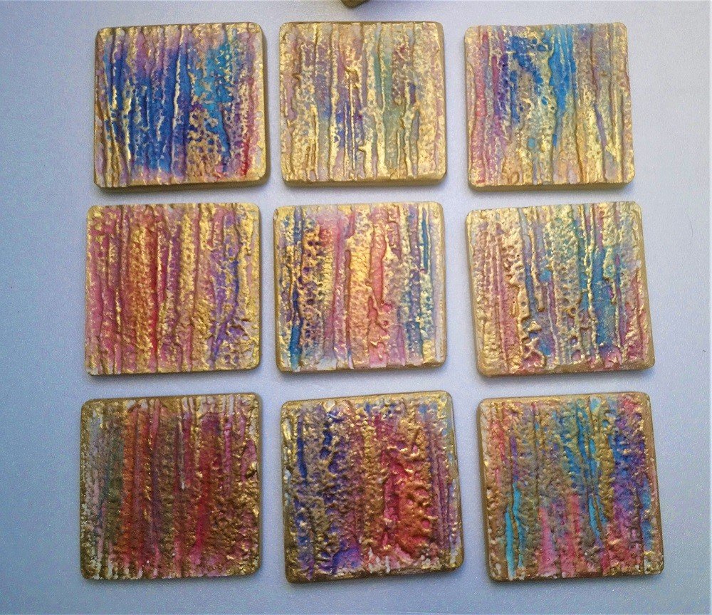 Plaster coaster for wedding event -B set of 4 pieces