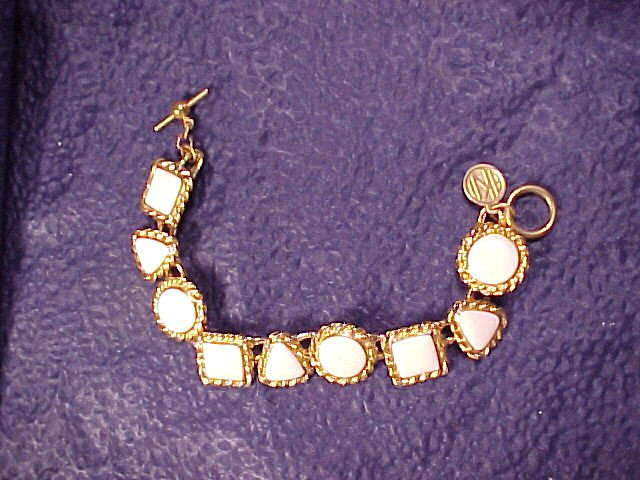 Anne Klein Cream & Gold Costume Link Bracelet
