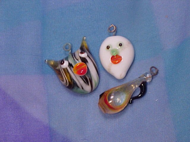 Vintage Whimsical Art Glass Pendants or Beads - Free shipping