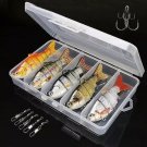 5x 10cm 7 Segment Swim bait Lures Fishing Bait Fish Lure Hook Practical
