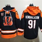 Cincinnati Bengals #91 Trey Hendrickson Black Lace-Up Pullover Hoodie Jersey