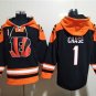 Cincinnati Bengals #1 Ja'Marr Chase Black Lace-Up Pullover Hoodie Jersey