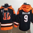 Cincinnati Bengals #9 Joe Burrow Black Lace-Up Pullover Hoodie Jersey