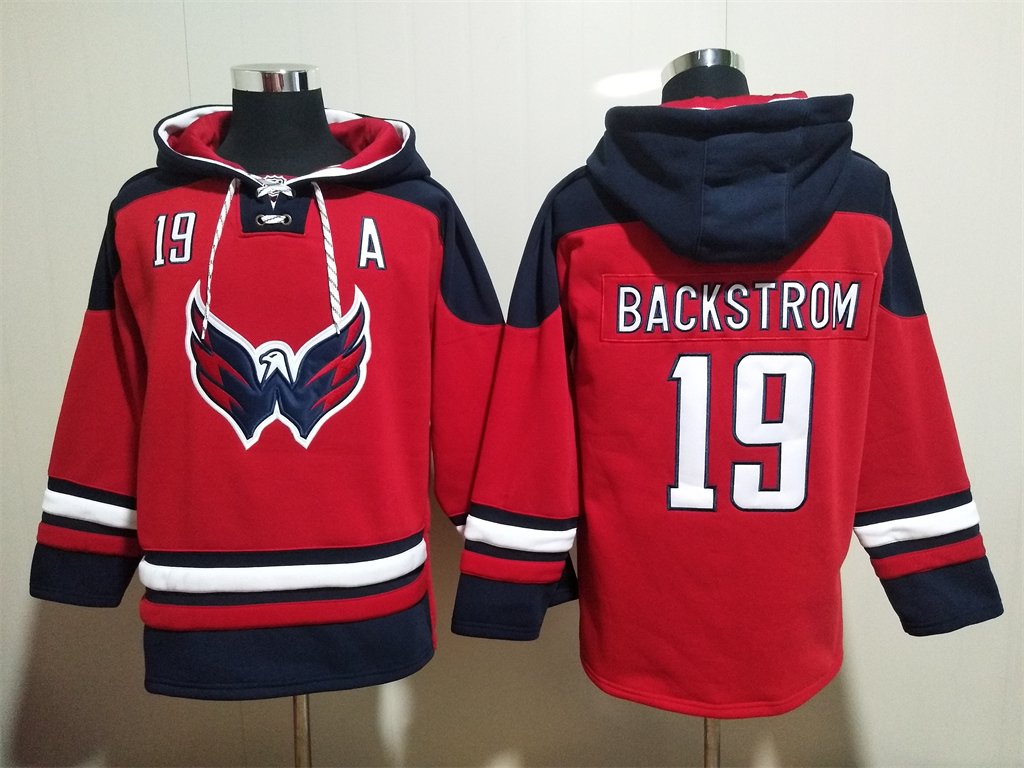 Washington Capitals #19 Nicklas Backstrom Red Lace-Up Pullover Hoodie Jersey