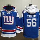 New York Giants #56 Lawrence Taylor Royal Lace-Up Pullover Hoodie Jersey