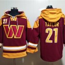 Washington Commanders #21 Sean Taylor Burgundy Lace-Up Pullover Hoodie Jersey
