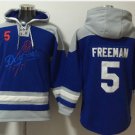 Men's Los Angeles Dodgers #5 Freddie Freeman Royal Lace Up Pullover Jersey Hoodie