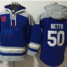 Men's Los Angeles Dodgers #50 Mookie Betts Royal Lace Up Pullover Jersey Hoodie