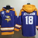 Men's Minnesota Vikings #18 Justin Jefferson Purple Gold Lace-Up Pullover Jersey Hoodie