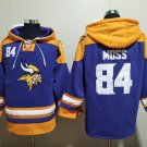 Men's Minnesota Vikings #84 Randy Moss Purple Gold Lace-Up Pullover Jersey Hoodie