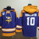 Men's Minnesota Vikings #10 Fran Tarkenton Purple Gold Lace-Up Pullover Jersey Hoodie