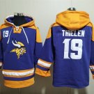 Men's Minnesota Vikings #19 Adam Thielen Purple Gold Lace-Up Pullover Jersey Hoodie
