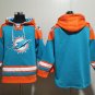 Men's Miami Dolphins Blank Custom Any Name/Number Aqua Lace-Up Pullover Jersey Hoodie